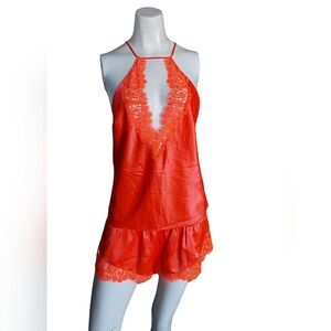 Victoria's Secret Women's‎ Orange Lace Halter Sleepwear Sets Size Medium